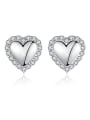 thumb 925 Sterling Silver With Cubic Zirconia Simplistic Heart Stud Earrings 0