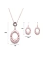 thumb Alloy Rose Gold Plated Fashion Rhinestones Hollow Oval Two Pieces Jewelry Set 3