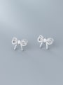 thumb 925 Sterling Silver With Cubic Zirconia Cute Bowknot Stud Earrings 3