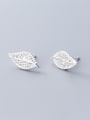 thumb 925 Sterling Silver WithCubic Zirconia Simplistic Hollow Leaf Stud Earrings 1