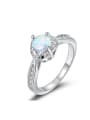 thumb Simple Style Round Opal White Gold Plated Women Ring 0