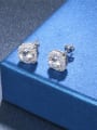 thumb Exquisite 925 Silver Square Shaped Zircon Stud Earrings 1