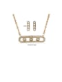 thumb Copper With Cubic Zirconia Simplistic Hollow Geometric Earrings And Necklaces 2 Piece Jewelry Set 2
