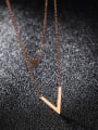 thumb Stainless Steel With Rose Gold Plated Simplistic Double triangular V Necklaces 2