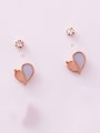 thumb Alloy With Rose Gold Plated Cute Heart Stud Earrings 2