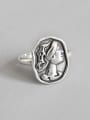 thumb 925 Sterling Silver With Antique Silver Plated Vintage Face Rings 0