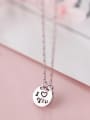 thumb 925 Sterling Silver With Classic Round "I LOVE YOU"Monogram & Name Necklaces 1