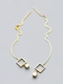 thumb Simply Style Gold Plated Square Shaped Silver Drop Earrings 0