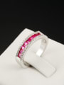 thumb Fashion Pink Geometric Shaped Platinum Plated Zircon Ring 1