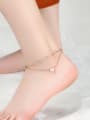 thumb Simple Two-layer Tiny Beads Rose Gold Plated Titanium Anklet 1