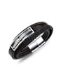 thumb Fashion Woven Artificial Leather Black Men Bracelet 0