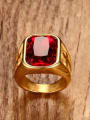 thumb Personality Red Square Shaped Gold Plated Rhinestone Titanium Ring 1