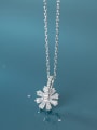 thumb 925 Sterling Silver With Platinum Plated Cute Flower Necklaces 0