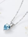 thumb Simple Heart shaped Blue austrian Crystal Necklace 2