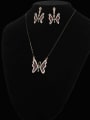 thumb Retro style Personalized Butterfly White Crystals Two Pieces Jewelry Set 1