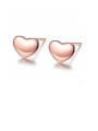 thumb 925 Sterling Silver With Rose Gold Plated Simplistic Heart Stud Earrings 0