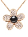 thumb Fashion White Tiny Crystals-covered Flower Imitation Pearl Alloy Necklace 1