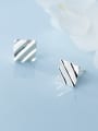 thumb 925 Sterling Silver With Platinum Plated Simplistic Irregular Square Stud Earrings 0