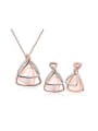 thumb Creative Double Triangle Shaped Opal Two Pieces Jewelry Set 0