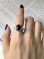 thumb Sterling Silver black agate retro style free size ring 1