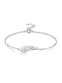thumb Adjustable Length 925 Silver Feather Shaped Bracelet 0