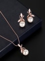thumb Alloy Rose Gold Plated Fashion Artificial Pearl Two Pieces Jewelry Set 1