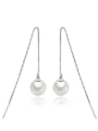 thumb Women Elegant S925 Silver Artificial Pearl Drop Earrings 0