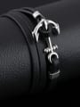 thumb Fashion Ship Anchor Black Artificial Leather Bracelet 2