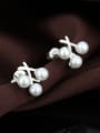 thumb Simple White Imitation Pearls Copper Stud Earrings 1