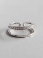 thumb 925 Sterling Silver With Platinum Plated Personality Double Line Free Size Rings 0