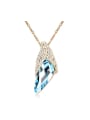 thumb Simple Shiny Blue austrian Crystals Alloy Necklace 0