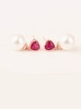 thumb Love Blossoming Red Corundum 5 #  Sterling Silver Bead stud Earring 0
