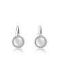 thumb Elegant Round Shaped Opal Drop Earrings 0