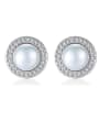 thumb 925 Sterling Silver With Cubic Zirconia Simplistic Round Stud Earrings 0