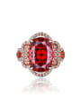 thumb Fashion Oval Red Zircon Rose Gold Plated Copper Ring 0