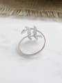 thumb Simple Little Leaves Silver Opening Ring 2