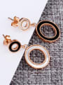 thumb Rose Gold Plated Hollow Round Titanium Stud Earrings 2