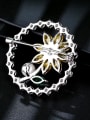 thumb Copper With  Cubic Zirconia Trendy Flower Brooches 2