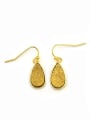 thumb Gold Plated Water Drop shaped Agate Stone Earrings 0