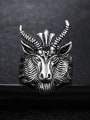 thumb Punk style Personalized Goat Head Titanium Ring 2