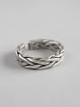 thumb S925 Sterling Silver Vintage old handmade twist open ring 0