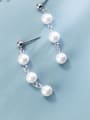 thumb Pure silver imitation pearl string style earrings 2