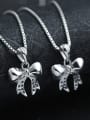 thumb Simple Bow Shape Zircon Fresh Silver Pendant 2