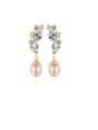 thumb 925 Sterling Silver With Artificial Pearl Personality Flower Drop Earrings 0