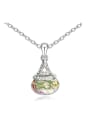 thumb Simple Oval austrian Crystal-accented Pendant Alloy Necklace 0