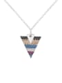 thumb Triangle Shaped Pendant Colorful Zircons Necklace 0