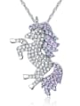 thumb Personalized Shiny Zirconias Unicorn Alloy Necklace 0