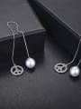 thumb Fashion simple circle aircraft zircon imitation pearl earrings 1