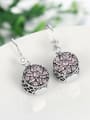 thumb Personalized Round Pink Zircon Earrings 2