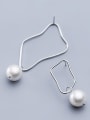 thumb 925 Sterling Silver With Platinum Plated Simplistic Asymmetry Geometric Drop Earrings 1